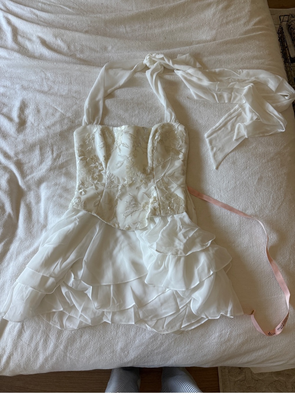 Oh Polly Alyse Embellished Mini Corset Dress Pearl 2 - Picture 2 of 4